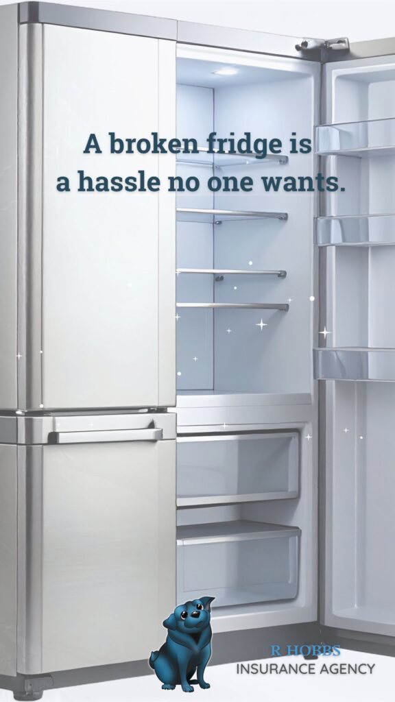 R Hobbs Insurance Agency refrigerator maintenance tips featuring Roy the Pug for Chicagoland homeowners.