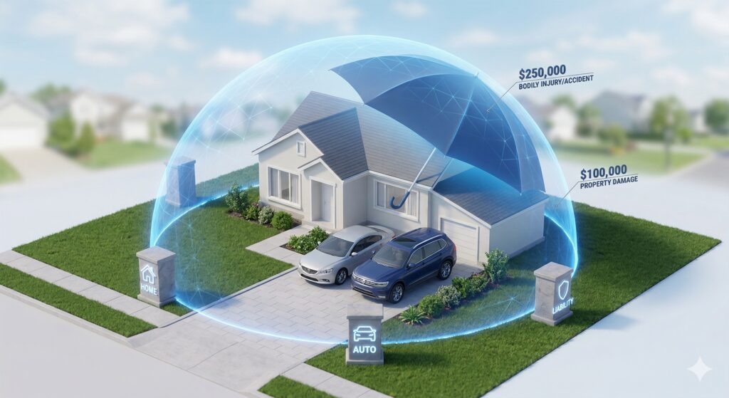 R Hobbs Insurance: Visual guide to home and auto liability protection.